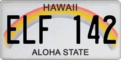 HI license plate ELF142
