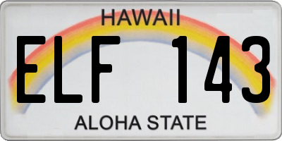 HI license plate ELF143
