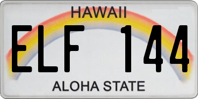HI license plate ELF144