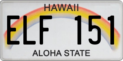 HI license plate ELF151