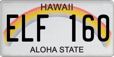 HI license plate ELF160
