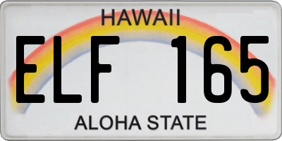 HI license plate ELF165