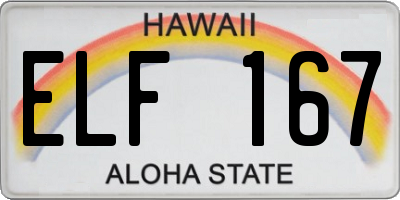 HI license plate ELF167