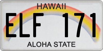 HI license plate ELF171