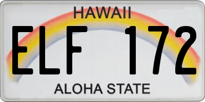 HI license plate ELF172