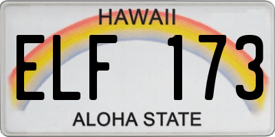 HI license plate ELF173