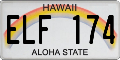 HI license plate ELF174