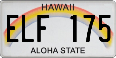 HI license plate ELF175