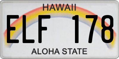 HI license plate ELF178