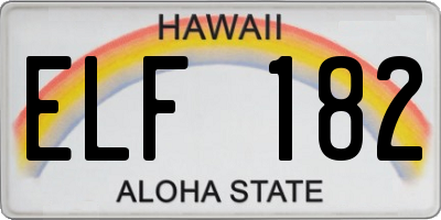 HI license plate ELF182