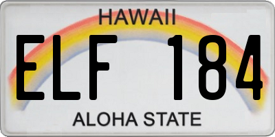 HI license plate ELF184