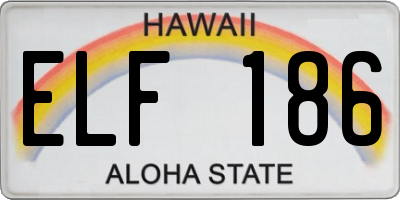 HI license plate ELF186