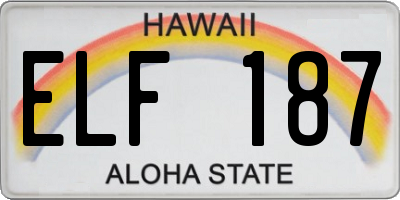 HI license plate ELF187