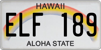 HI license plate ELF189