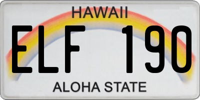 HI license plate ELF190