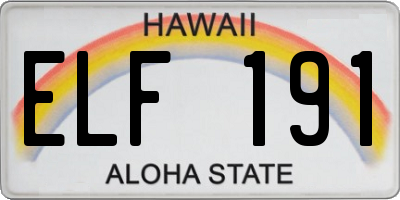HI license plate ELF191