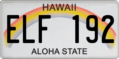 HI license plate ELF192
