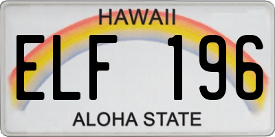 HI license plate ELF196