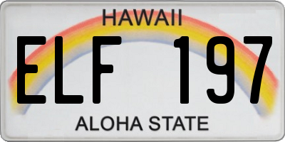 HI license plate ELF197