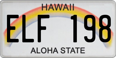 HI license plate ELF198