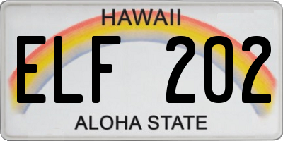 HI license plate ELF202