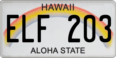 HI license plate ELF203