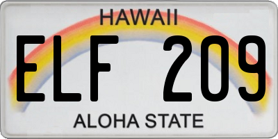 HI license plate ELF209