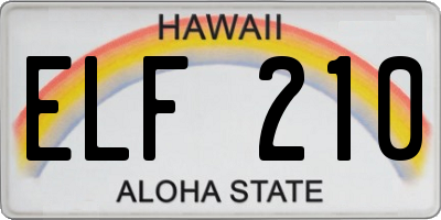 HI license plate ELF210