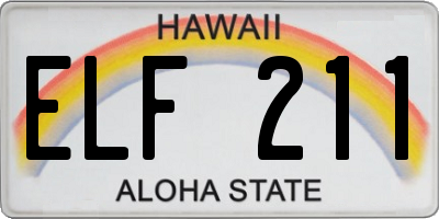 HI license plate ELF211