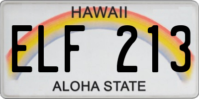 HI license plate ELF213