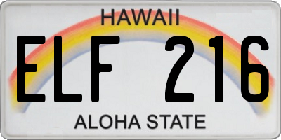 HI license plate ELF216