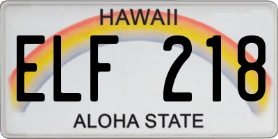 HI license plate ELF218