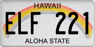 HI license plate ELF221