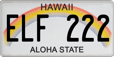 HI license plate ELF222