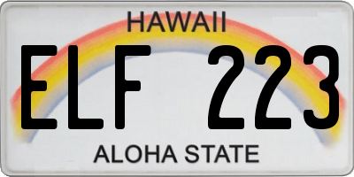 HI license plate ELF223