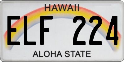 HI license plate ELF224