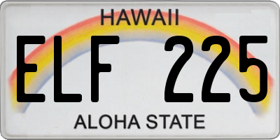 HI license plate ELF225