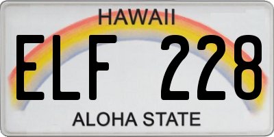 HI license plate ELF228