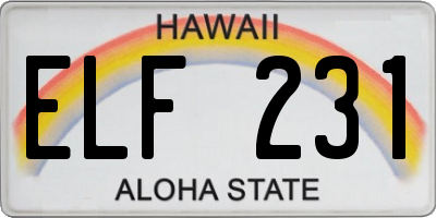 HI license plate ELF231