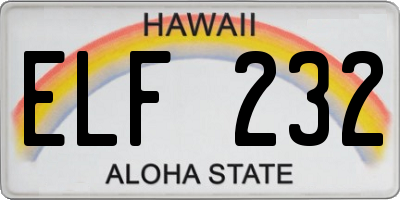 HI license plate ELF232
