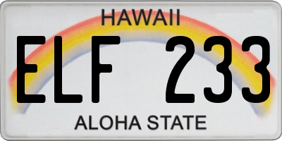 HI license plate ELF233