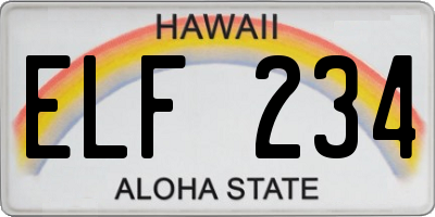 HI license plate ELF234