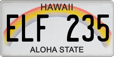 HI license plate ELF235
