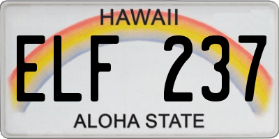 HI license plate ELF237