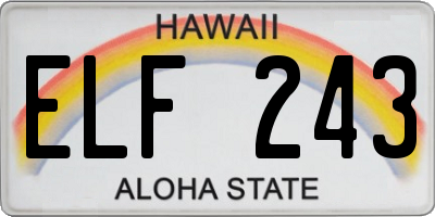 HI license plate ELF243