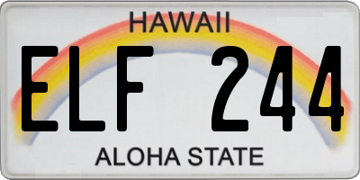 HI license plate ELF244