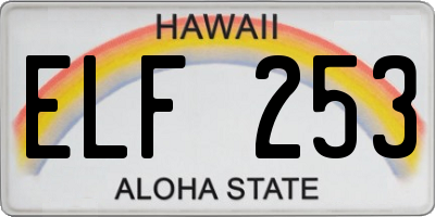 HI license plate ELF253