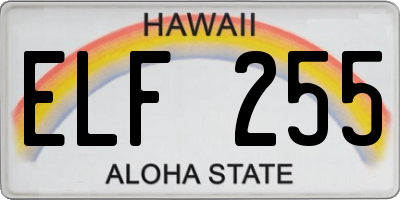 HI license plate ELF255