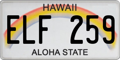 HI license plate ELF259
