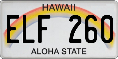 HI license plate ELF260